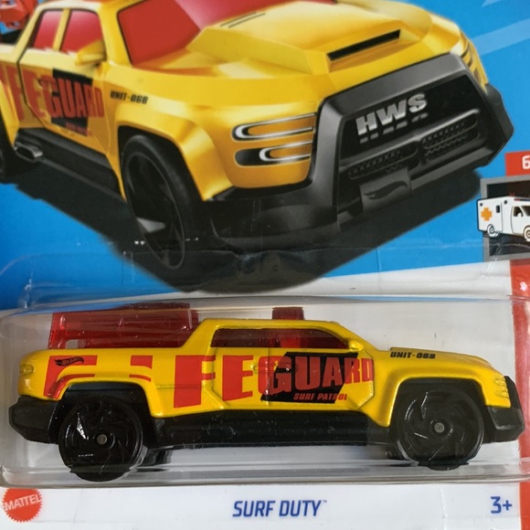 Hot Wheels Surf Duty Pick Up Truck Hotwheels HW Rescue Vehicle Yellow Pickup - Picture 2 of 6